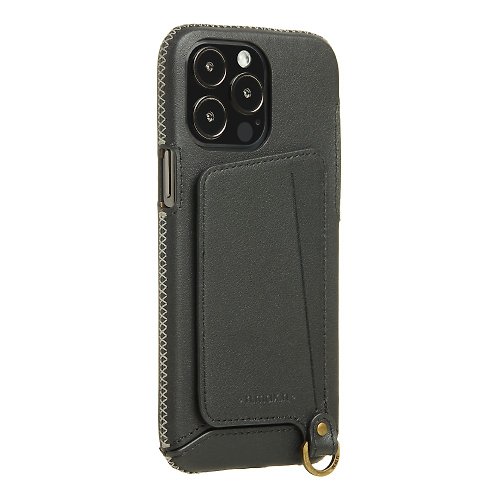 n max n iPhone14 Pro Max 經典系列/附皮革手腕帶/站立卡袋-碳黑