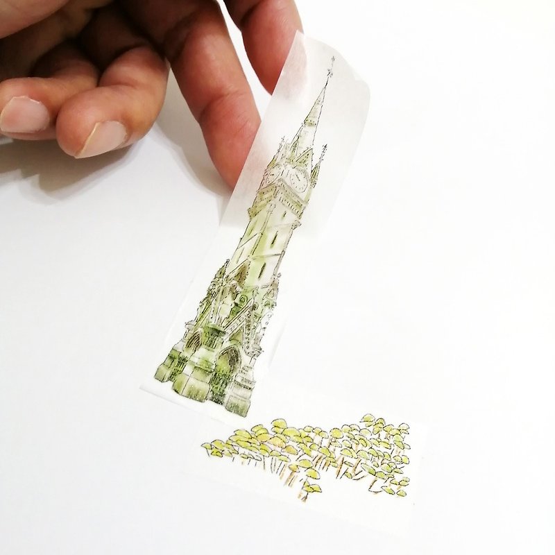 Washi Tape Green Clock Tower - Washi Tape - Paper 