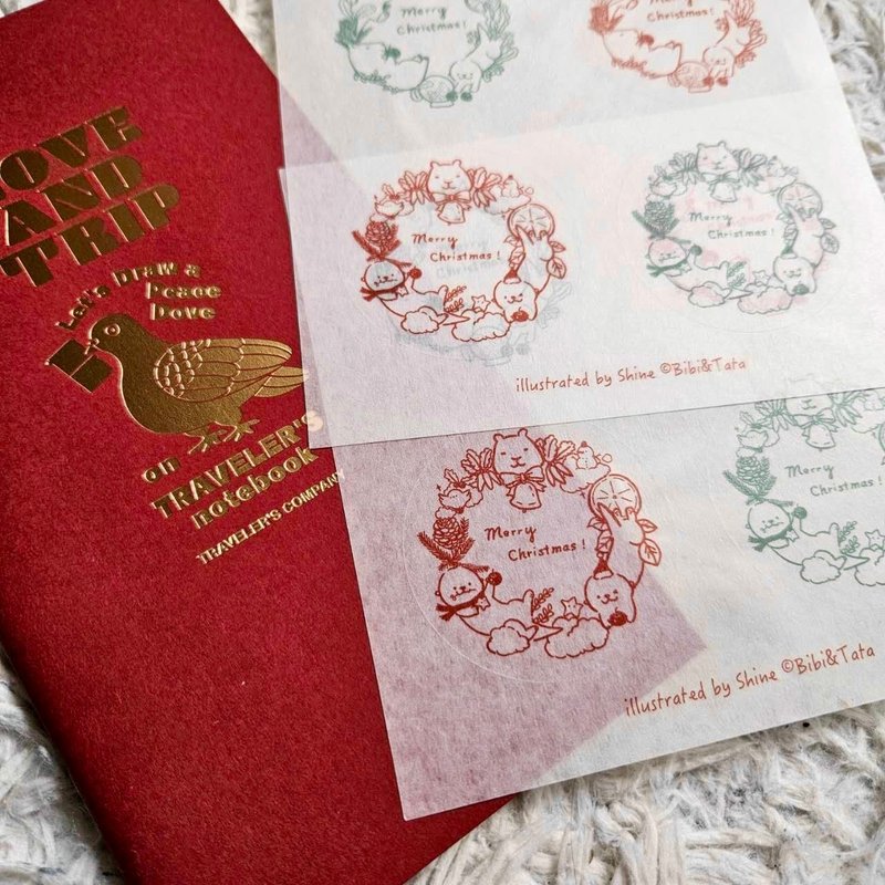 Shine Original Cute Otter Capybara Christmas Wreath Washi Tape Stickers - Stickers - Paper 