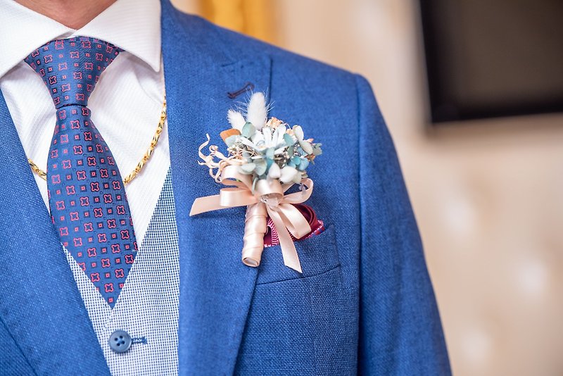 [Customized] Wedding corsage - ช่อดอกไม้แห้ง - พืช/ดอกไม้ สีน้ำเงิน