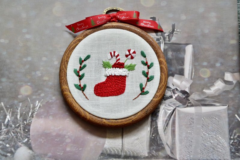 Novice Embroidery Material Pack - French Embroidery - Christmas Stockings - Christmas Gifts - เย็บปัก/ถักทอ/ใยขนแกะ - งานปัก 