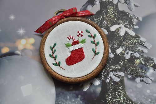 初心者刺繍素材パック - フランス刺繍 - クリスマスストッキング