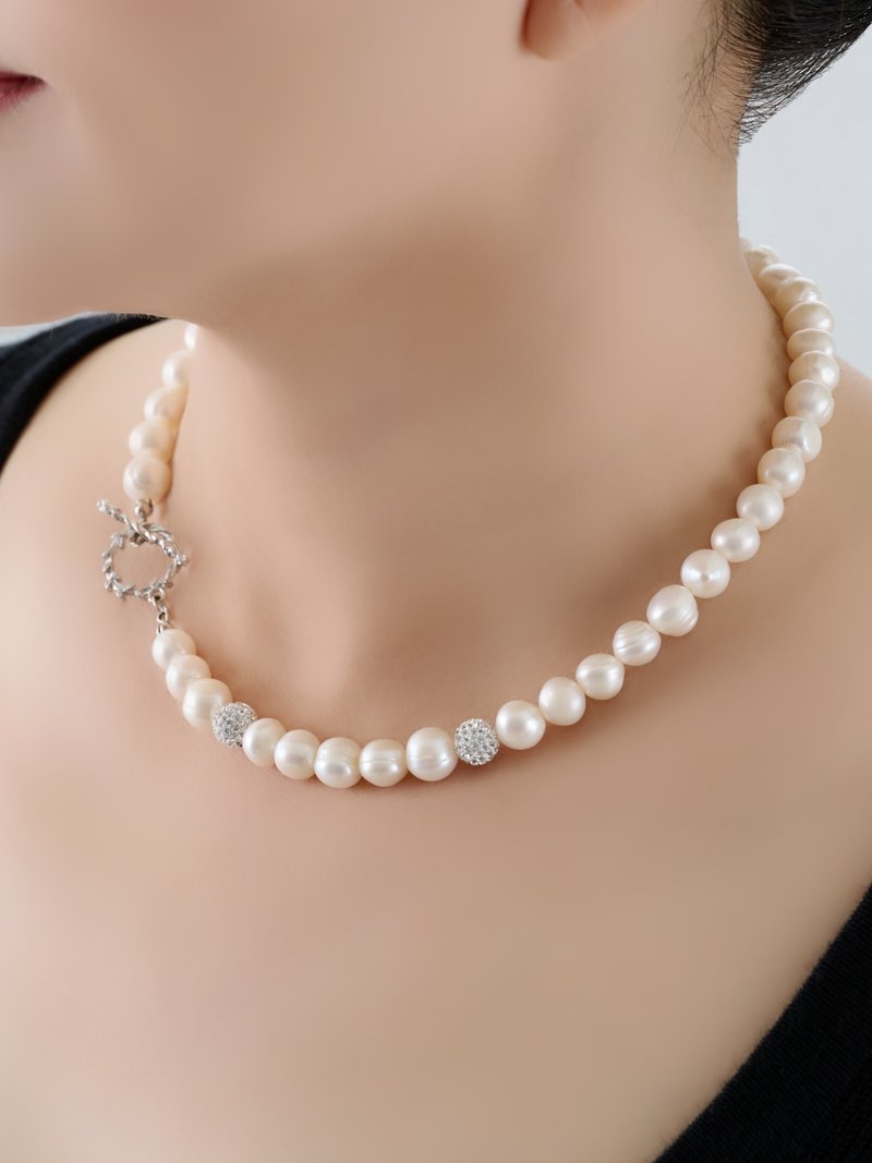 Diana~Elegant Series Natural Pearl Necklace - สร้อยคอ - ไข่มุก ขาว