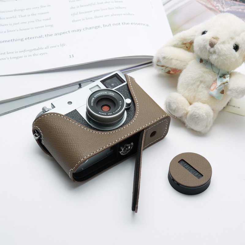適用機型FUJIFILM X-HALF (X-HF1) 手掌紋皮革相機底座皮套 - 相機包/相機袋 - 真皮 多色