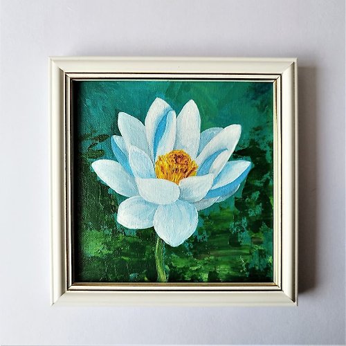 Artpainting Lotus original painting wall decoration Water lily pond artwork Flower painting
