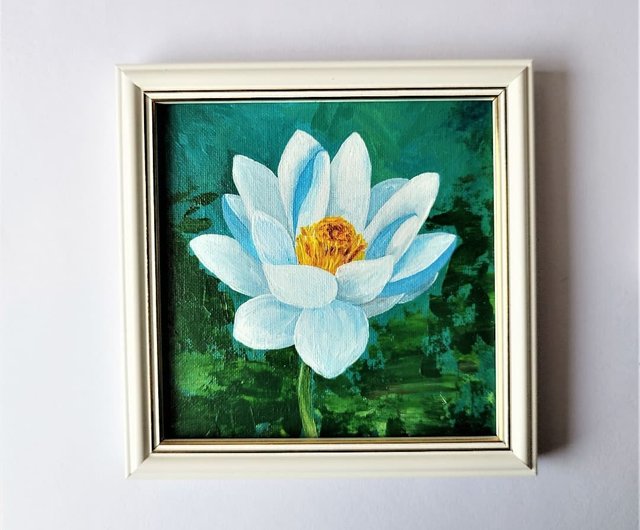 花の絵　アクリル画　原画「スズランとスグリの実のあるアレンジ」30cm 花の絵 アクリル画 原画「スズランとスグリの実のあるアレンジ」30cm