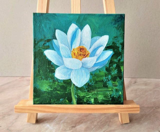 蓮原画 壁飾り スイレン池アートワーク 花の絵 - ショップ