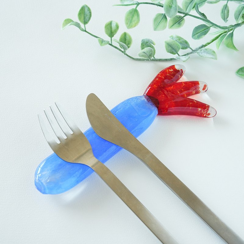 Tulip Cutlery Rest/Red, Orange - ตะเกียบ - แก้ว สีน้ำเงิน