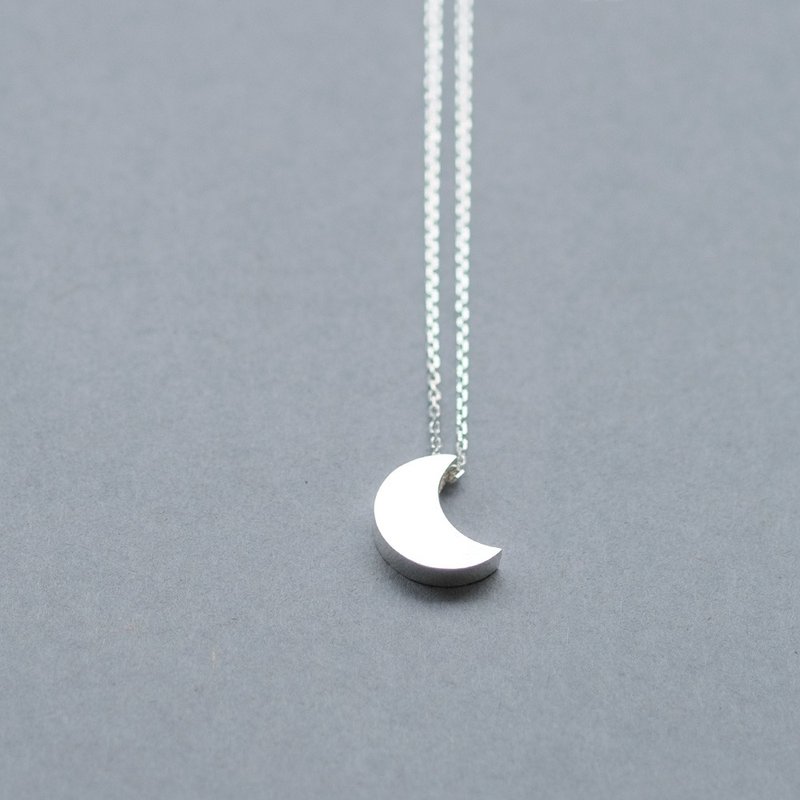 Crescent Moon Necklace Silver 925 Men's Unisex - สร้อยคอ - โลหะ สีเงิน