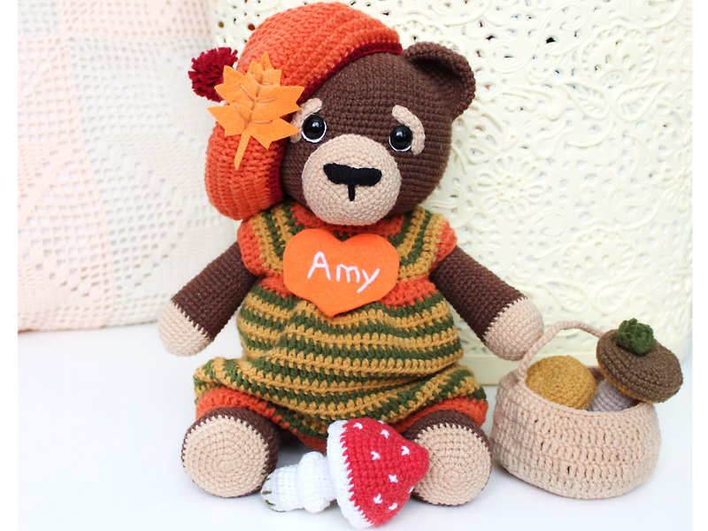 Crochet stuffed bear pattern PDF in English   Amigurumi bear removable clothes - DIY 教學/工具書 - 其他材質 