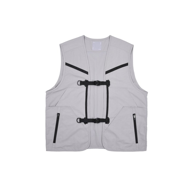 oqLiq SPACETIME - Double Quick Release Magnetic Buckle Vest (Gray and White) - Men's Tank Tops & Vests - Nylon White