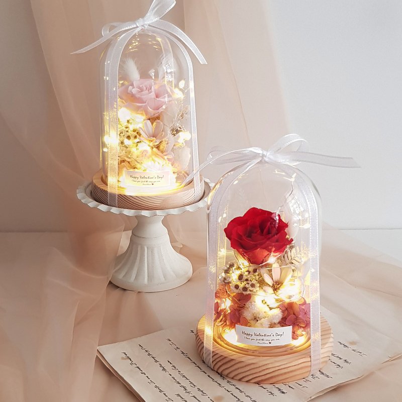 Preserved Flowers | Romantic Night Light Preserved Rose Cup | Universal Congratulations on Birthdays, Housewarming, and Valentine's Day - ช่อดอกไม้แห้ง - พืช/ดอกไม้ หลากหลายสี