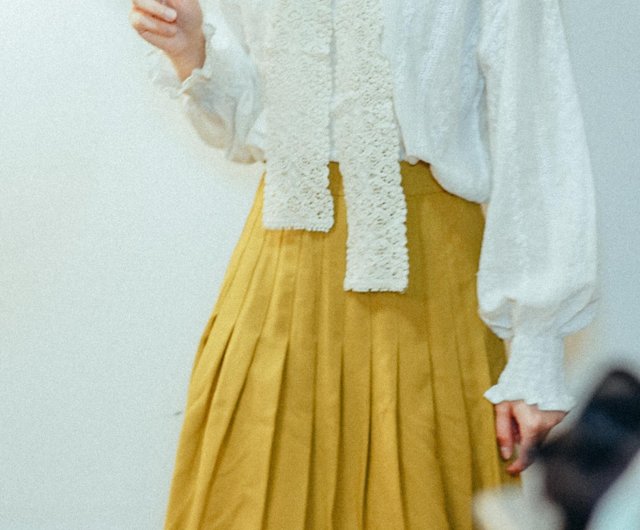 重慶百貨店ヴィンテージビンテージプリーツスカートマスタードイエロー