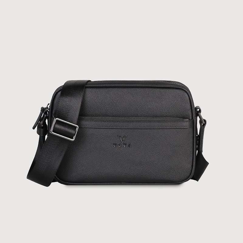 [Free gift bag] Pallas horizontal cross-body bag-black/VA133S03BK - Messenger Bags & Sling Bags - Genuine Leather Black