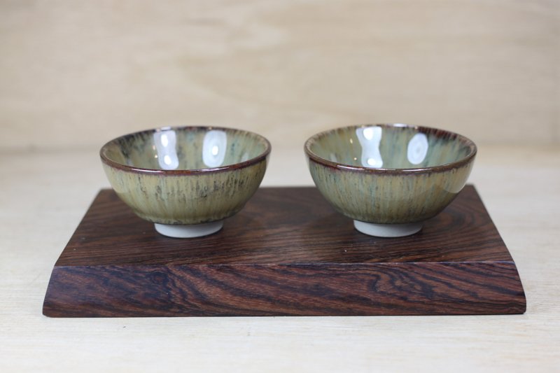 【送禮好物】60ml 沙瀑 天目釉 圓滿對杯 鶯歌名家葉敏祥作品 - 茶壺/茶杯/茶具 - 瓷 