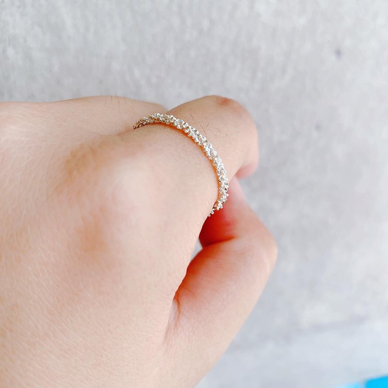 925 sterling silver / shiny and dazzling• snowflake• chain ring - แหวนทั่วไป - เงินแท้ สีเงิน