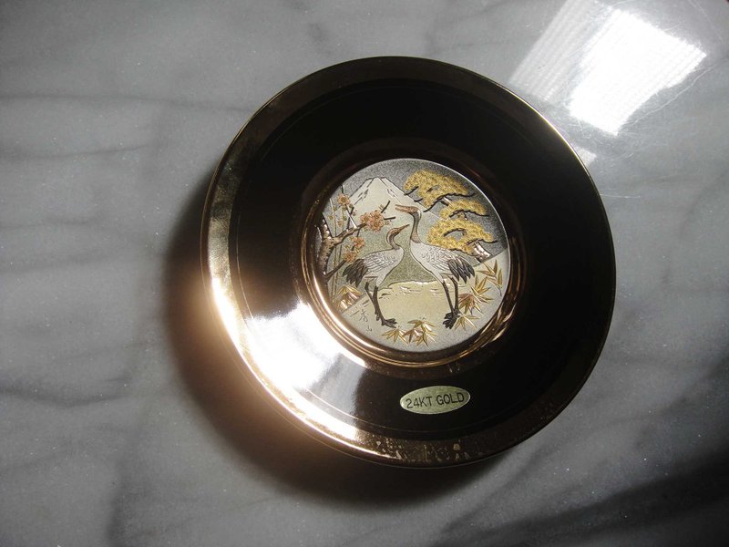 【老時光 OLD-TIME】早期二手日本製鍍24K金盤擺飾 - 擺飾/家飾品 - 其他材質 