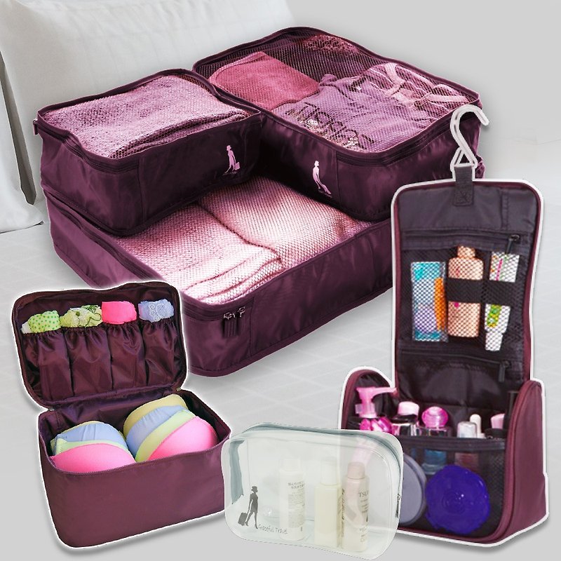 荷物衣類収納袋ビルディングブロック旅行収納袋トイレバッグ下着バッグ増粘素材 6 個セット - スーツケース - ナイロン 