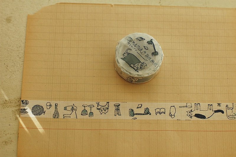 倉敷とらねこボンボン和紙テープB（99215-02） - マスキングテープ - 紙 ホワイト