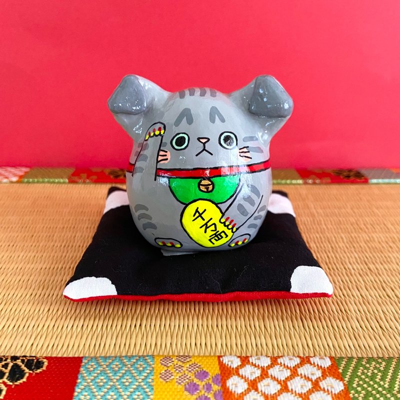 招財貓【大】蘇格蘭折耳貓 - 擺飾/家飾品 - 黏土 灰色