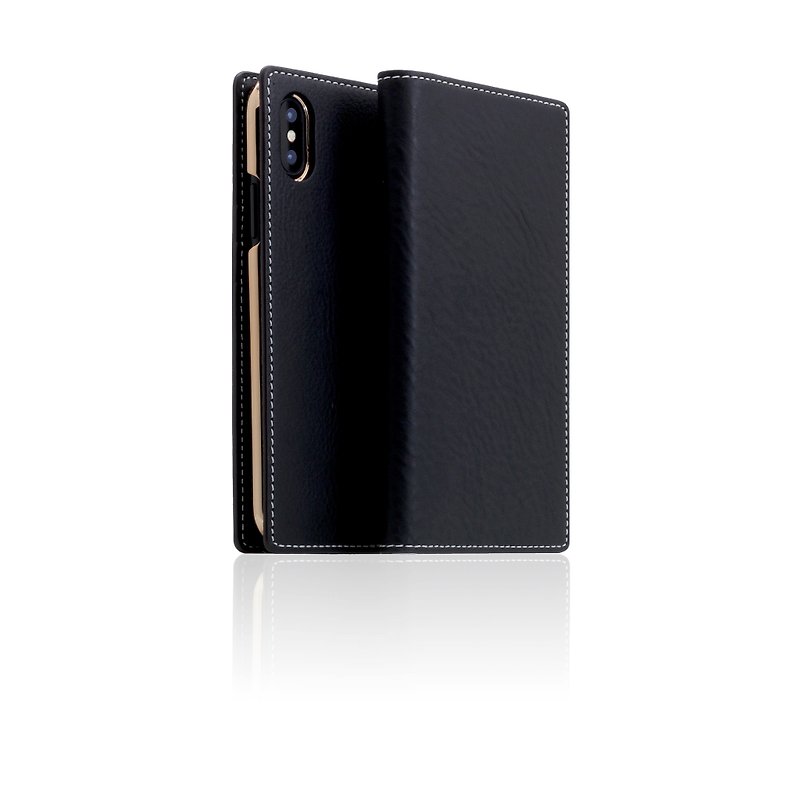 SLG Design iPhone Xs / X D6 IMBL Handmade Line Top Leather Case - Black - เคส/ซองมือถือ - หนังแท้ สีดำ