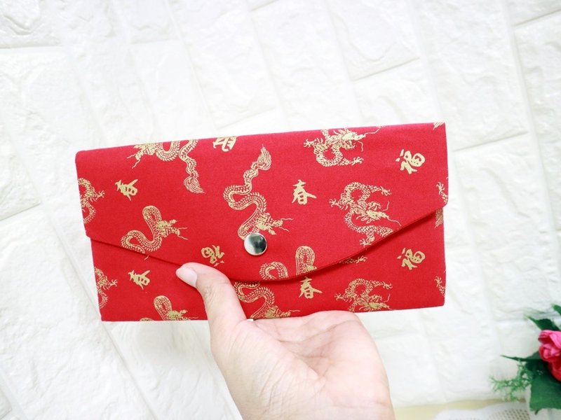 龍 新年 拉鍊 布紅包袋. 布長夾.收納袋 錢包 存摺 現金收納袋 - 皮夾/長短夾/錢包 - 棉．麻 