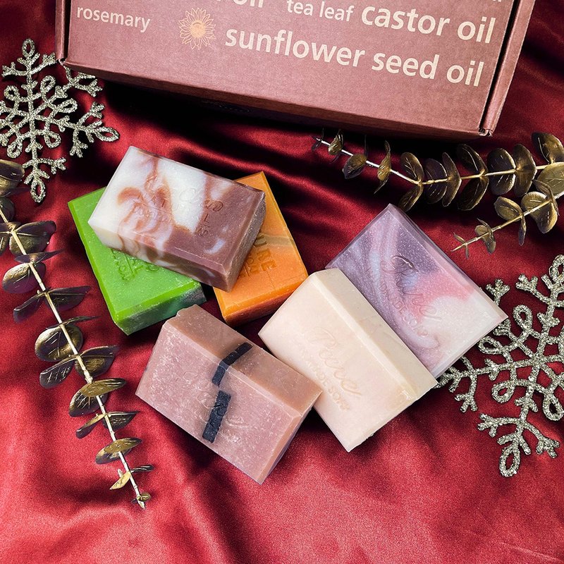 [Gift Box] Compound essential oil handmade soap x6 gift box set - สบู่ - น้ำมันหอม สีนำ้ตาล