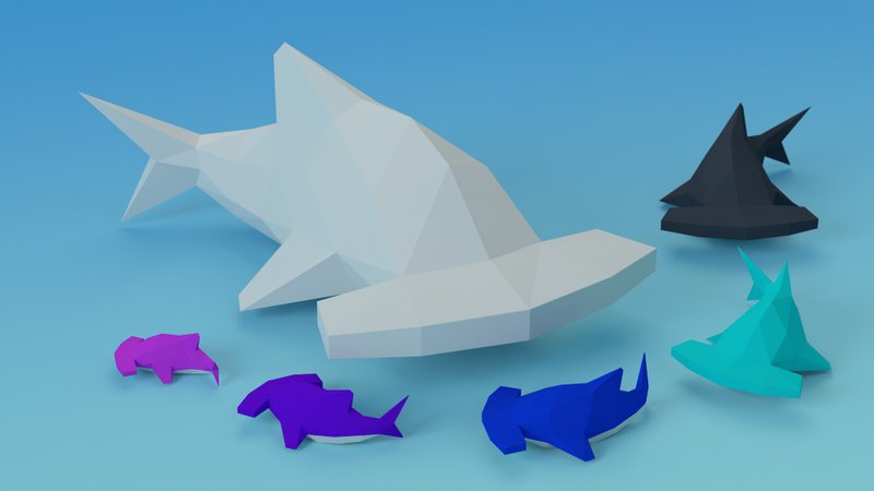 Balm 3D的鎚頭鯊|DIY摺紙 |手工製作 (電子檔) - 圖文模板設計 - 其他材質 