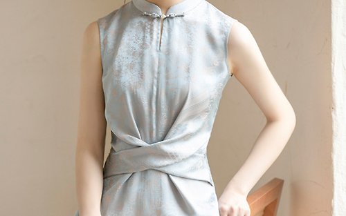 初蟬 新中式 無袖高級提花改良旗袍洋裝