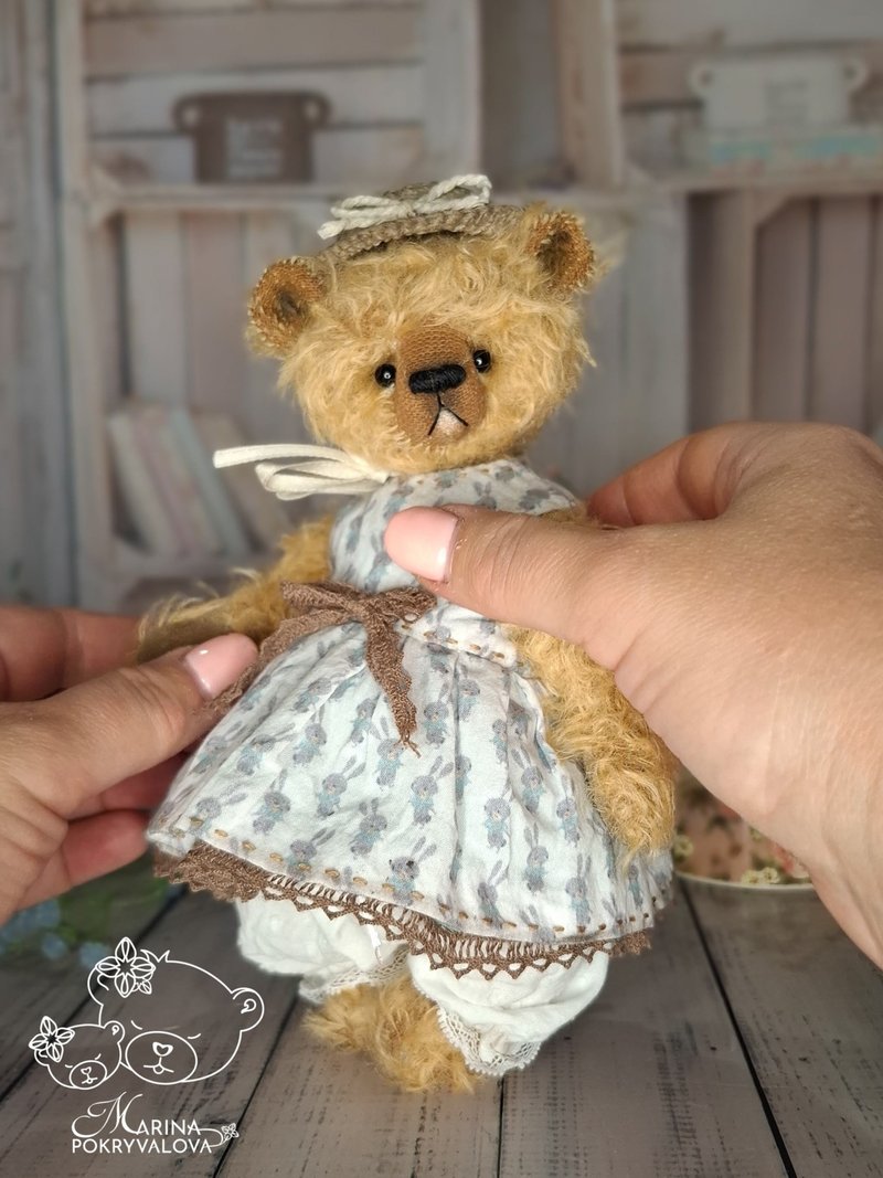 Artist teddy bear Mohair teddy bear New year gift - 公仔/玩偶 - 其他材質 咖啡色