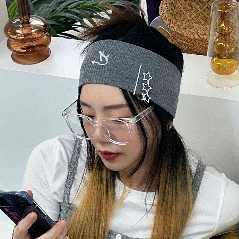 devil headband 【gray】 - 髮箍/髮帶 - 棉．麻 灰色