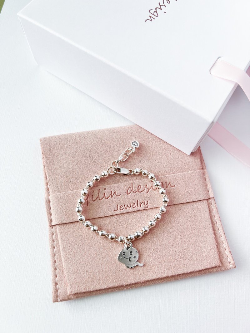 可愛蛇寶寶純銀手鍊-925純銀手鍊-可刻字-彌月禮 生日禮物 - 嬰兒手鍊/飾品 - 純銀 銀色