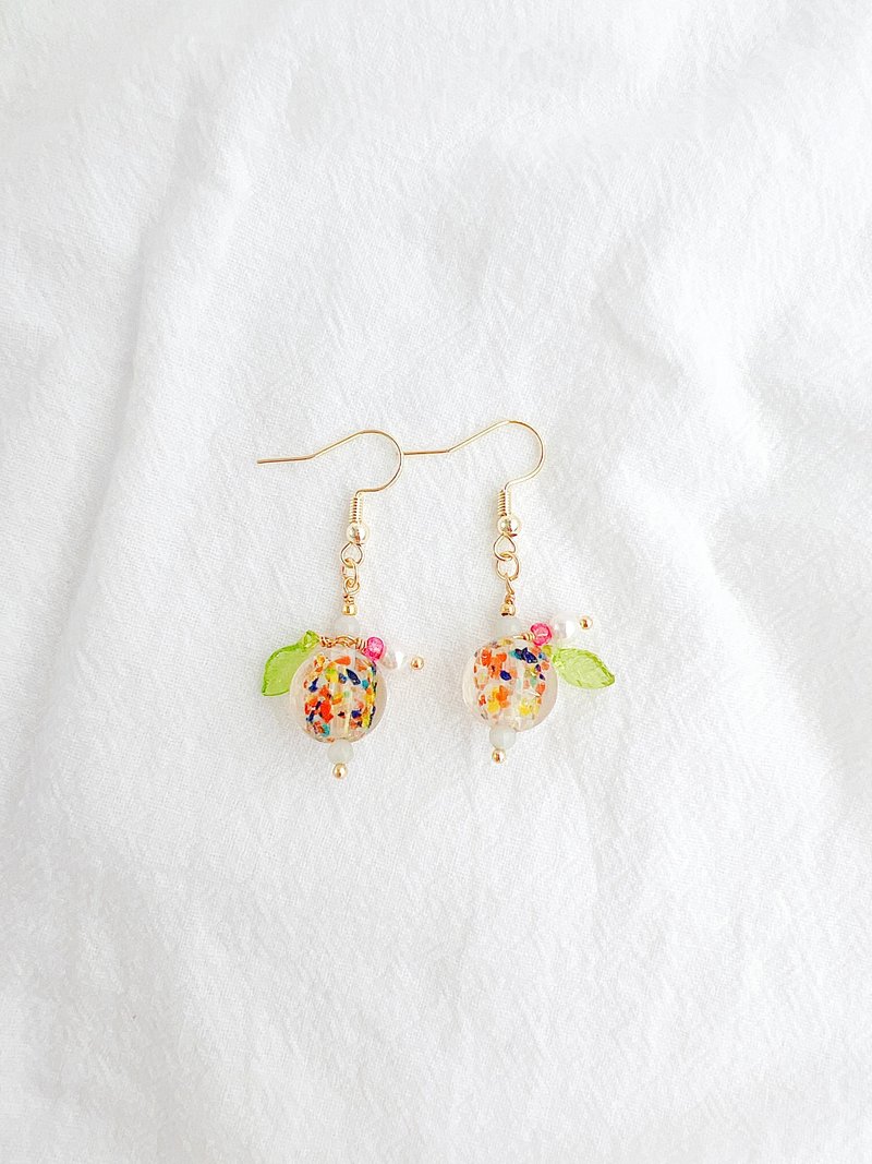 Colorful fruit glazed ball earrings - Earrings & Clip-ons - Glass Multicolor