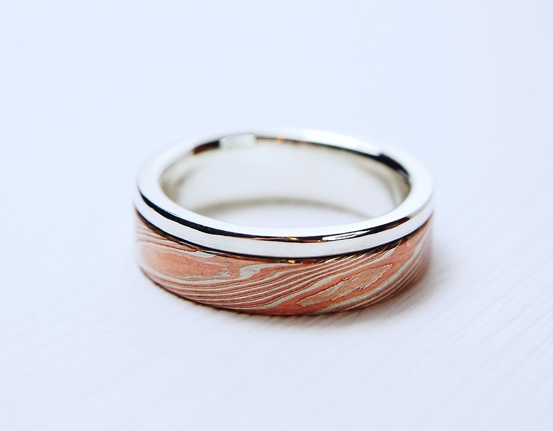 Wooden gold/three-color Silver and Bronze material/wooden gold ring/customized wood grain gold (single price) - แหวนคู่ - เงิน หลากหลายสี
