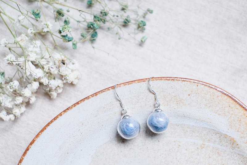Sapphire Sky / 925 Silver Dangle Earrings / Glass Dome Earrings - Earrings & Clip-ons - Glass Blue
