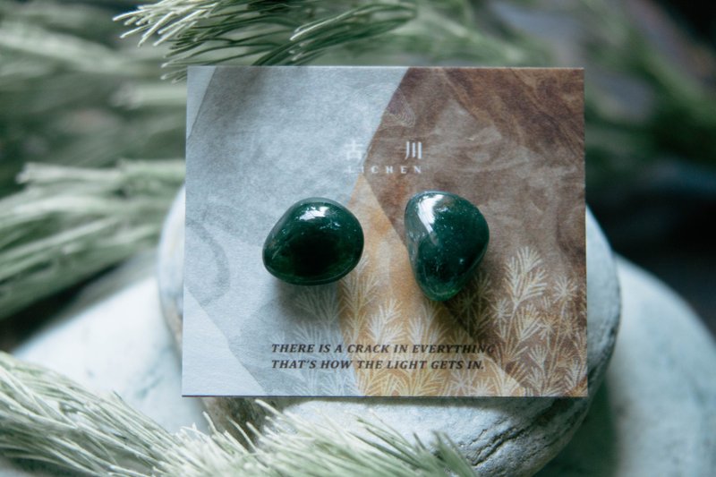 CRACK | 礦物系耳環 |  EARRINGS - 耳環/耳夾/耳骨夾 - 玉石 綠色