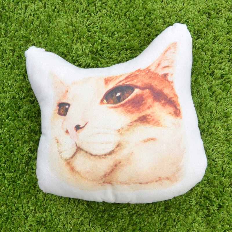橘貓Popo 純棉帆布形狀抱枕 - 枕頭/抱枕 - 棉．麻 