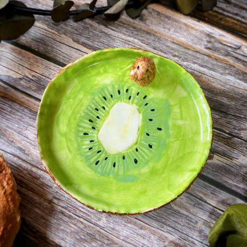 [Graduation Gift] Kiwi and Kiwi (Small Plate) | Ceramic Card Writing - Plates & Trays - Porcelain Green