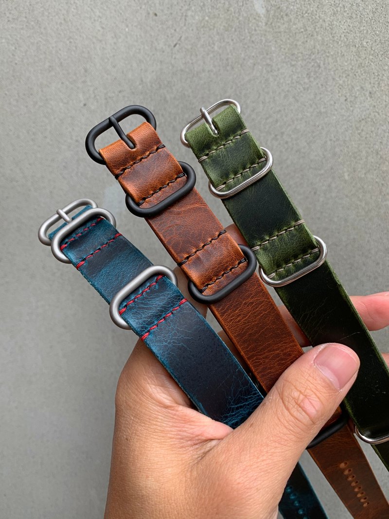 NATO錶帶 G10北約錶帶 油蠟皮革 皮革錶帶 Natostrap - 錶帶 - 真皮 綠色