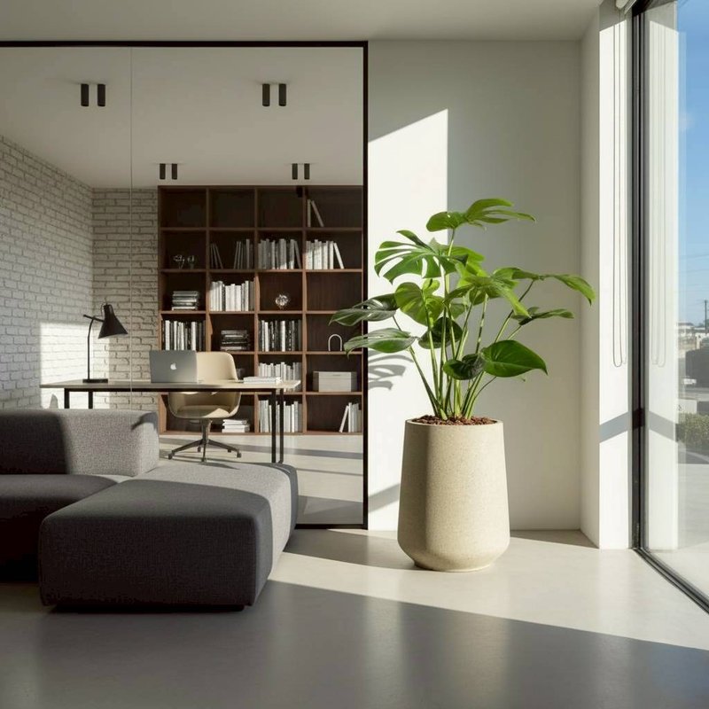 龜背芋 落地盆栽 大盆栽 拿鐵棕磨石子花盆 開幕送禮 喬遷禮物 - 盆栽/植栽 - 植物．花 綠色