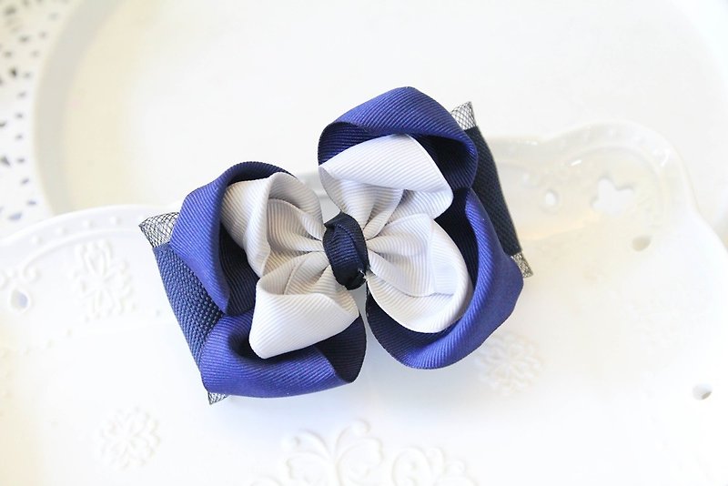 Morandi bow bow intestine ring - Hair Accessories - Cotton & Hemp Blue