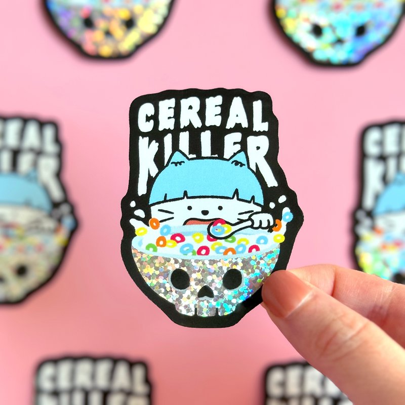 Glitter Sticker - Cereal Killer - Stickers - Waterproof Material 