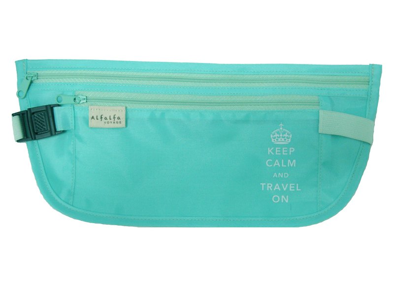 Keep Calm & Travel On Skinny Waistpocket - Tiffany blue - Other - Polyester Green