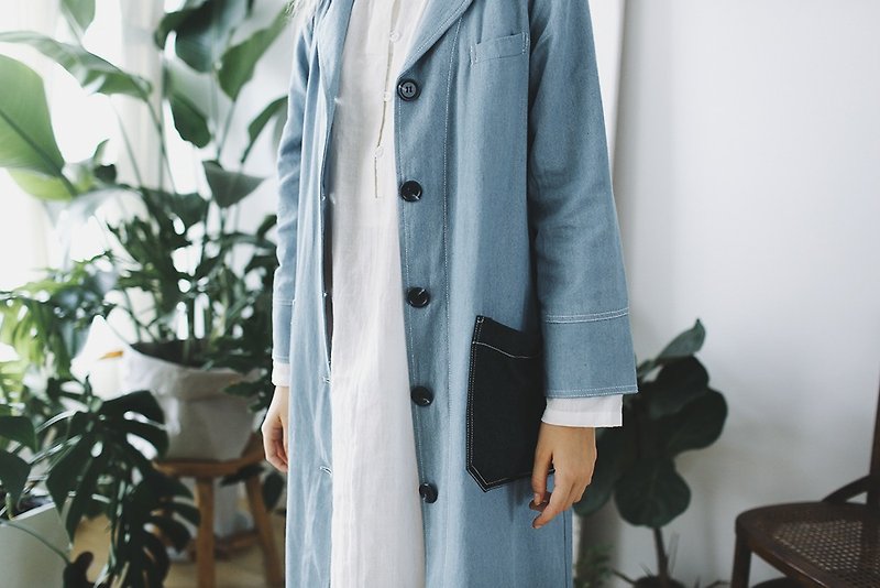 Cowboy collager coat light denim blue syd and ling - Women's Casual & Functional Jackets - Cotton & Hemp Blue