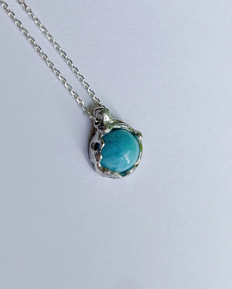 Round Lalima Eclipse Necklace - Necklaces - Semi-Precious Stones Blue
