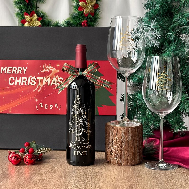 2024 Christmas Gift Box [Pet Theme] Customized Red Wine Gift Pet Engraved Wine Glass Customization - แก้วไวน์ - แก้ว 