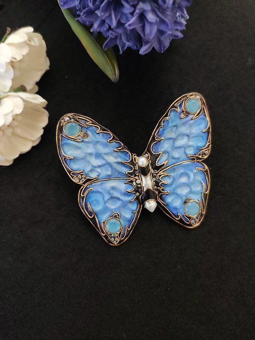 Lorentina Brooch Butterfly Blue Morpho,butterfly effect,exclusive edition blue, Butterfly