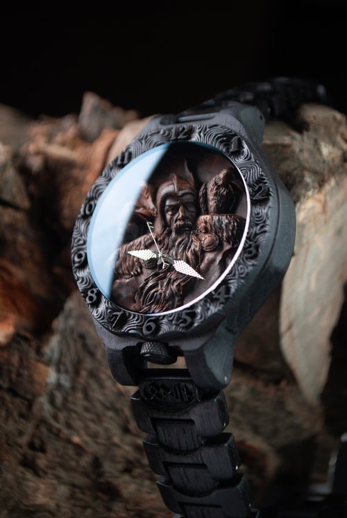 NordicForces Odin Wooden watch Viking Mens gift watch bog oak watch for man Handmade