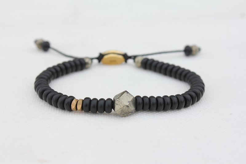 Iron pyrite X series Black Onyx beaded bracelet (wristband) National Wind customization (color extinction) - Bracelets - Gemstone Black