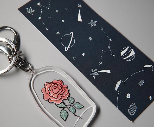 宇宙中的玫瑰-壓克力鑰匙圈吊飾- 設計館瓦特梅倫Watermelon 鑰匙圈/鑰匙包- Pinkoi